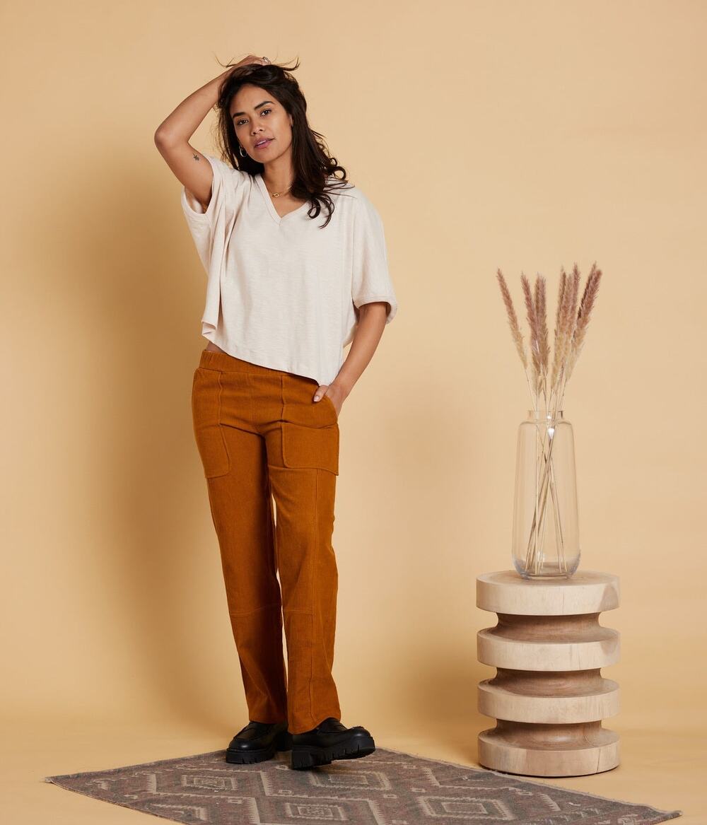 Known Supply Florence Pumpkin Spice Corduroy Pull On Pants S Autumn Academia